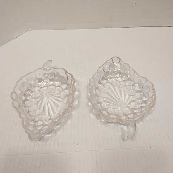 Grape Cluster Shape Candy Dishes Set Of Two Cut Glass Crystal 7" x 4.5" Vintage - Picture 3 of 8
